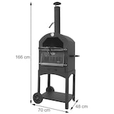 thumbnail of Forno per pizza da giardino doppia griglia pietra refrattaria con ruote HWC-N15 166x70x48cm acciaio nero