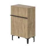 thumbnail of Schuhschrank 60x35x95 cm Holzfarbe+Schwarz mit Doppeltüren und verstellbaren Einlegeböden, platzsparender Stauraum für Flur und Eingangsbereich