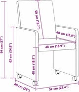 thumbnail of vidaXL Esszimmerstühle mit Rollen 2 pcs Hellgrau 57 x 66 x 94 cm Stoff