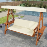 thumbnail of Merax Hollywoodschommel lounge, tuinschommel met kussens & polyester dak, met bekerhouder, beige