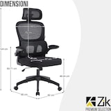 thumbnail of ZIK Cadeira de escritório ergonómica giratória em tecido com braços e apoio para a cabeça, apoio lombar, altura ajustável, direcional - preta