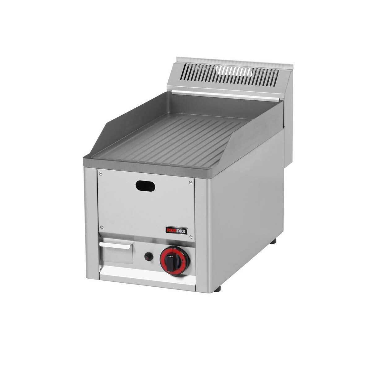 Gas-Griddleplatte Tischgerät Grillplatte aus Chrom/gerillt 330x600x290 mm 4kW