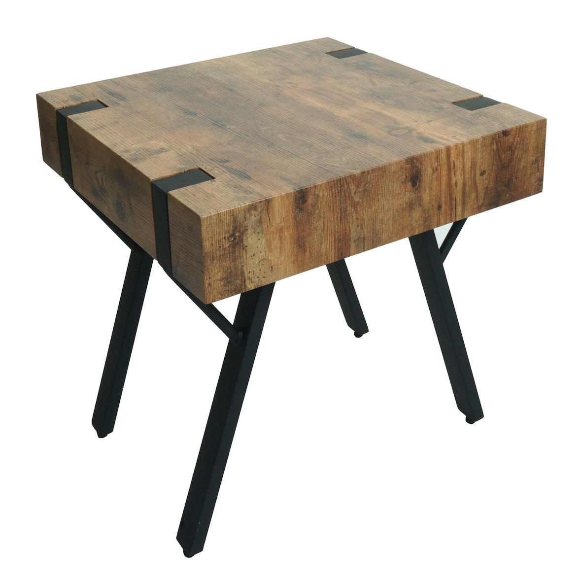 Mesa de apoio HWC-L54, mesa de apoio, mesa de cabeceira, mesa de sala de estar, mesa de café, metal MDF 50x50x50cm ~ carvalho selvagem escuro