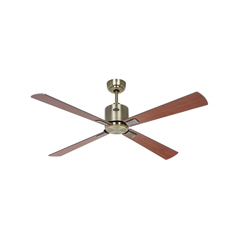 Ventilador de teto CasaFan ECO NEO III 132 MA-NB/KI WIFI com motor em latão antigo e pás reversíveis em cerejeira e nogueira.