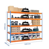 thumbnail of Simonforte Spanplatte 5 Fachböden mit 600 kg pro Ebene in BLAU/ORANGE/HOLZ Farbe 2500x1200x600 mm (Höhe x Länge x Breite)