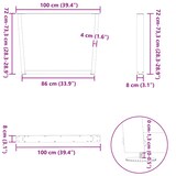 thumbnail of vidaXL Esstischbeine V-Form 2 Stück Weiß 100x(72-73,3) cm Stahl