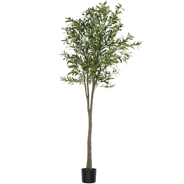 tectake Árbol de olivo artificial OLEAND, con textura realista - Verde