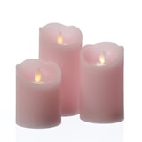 thumbnail of LED Kerze mit beweglicher Flamme Echtwachs Rustik-Optik H: 15cm Timer rosa