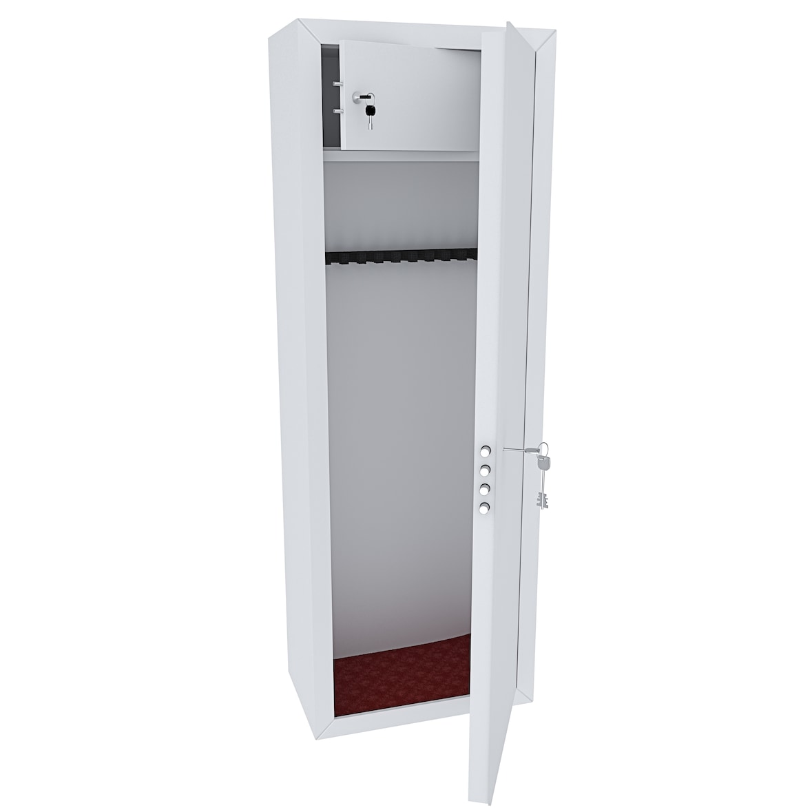 Armadio Portafucili Armi Blindato Fuciliera In Acciaio Con Cassetto Tesoretto Con Serratura Chiave Doppia Mappa Bianco Opaco 148x53.5x32 Cm 10 Posti
