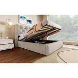 thumbnail of Polsterbett 160x200 cm mit Stauraum und hydraulischem Lattenrost – modernes Design aus Baumwolle in Hellgrau