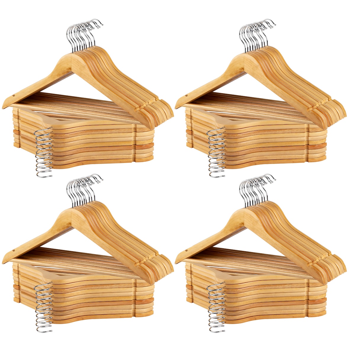 Max Home Pack 80 perchas de madera color natural