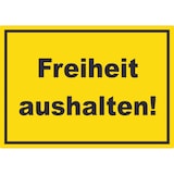 thumbnail of Freiheit aushalten Aufkleber mit Text gelb-schwarz A9 (37x52mm)