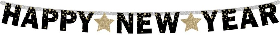 `Happy New Year` Girlande  Silvester gold