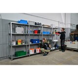 thumbnail of Steck-Grund-/ u 3 Anbauregale, 16 Böden, 1800x4000x350, verz.