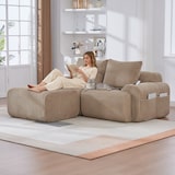 thumbnail of Kombinationssofa Cord Khaki 200x174x80 cm, modular mit Cupholder und Seitentasche