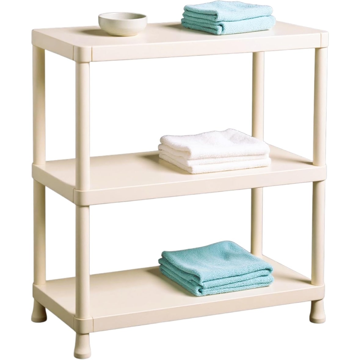 Estante de arrumação modular em plástico polipropileno com 3 prateleiras, 95x60x30cm