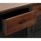 thumbnail of Cassettiera credenza HWC-N28, con ruote 2 cassetti, 3D industriale retrò metallo legno 90x100x40cm ~ nero, marrone