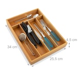 thumbnail of Relaxdays Besteckkasten, HxBxT: 4,5x25,5x34cm, Bambus, 5 Fächer, Besteckeinsatz/Schubladenorganizer, natur