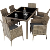 thumbnail of tectake Conjunto de rattan PORTO 6+1 com capa protetora  Natural/Cinzento Escuro