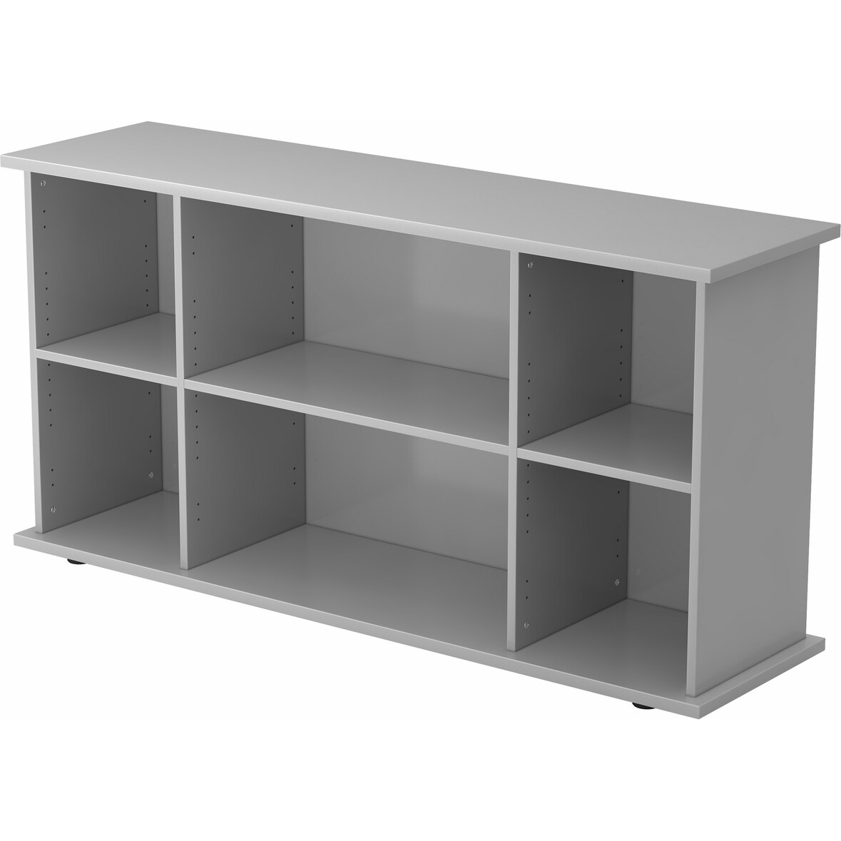 bümö Regal-Sideboard grau, Büro Standregal & Kommode für 2 Ordnerreihen - Bücherregal klein 166 cm breit, Aktenregal für Ordner & Bücher, kleines