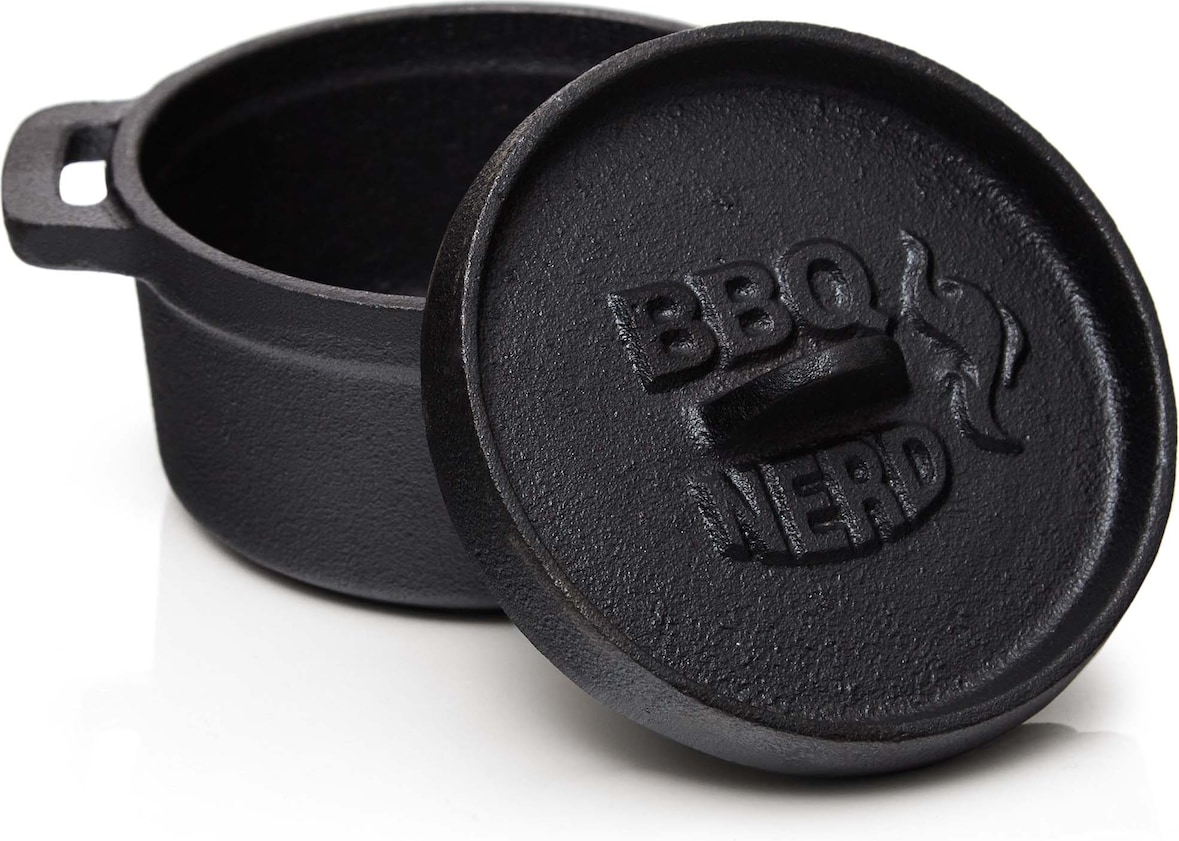 BBQ-Nerd® Mini Dutch Oven | Kleiner Gusseisentopf mit Deckel 11x5cm für Grill, Feuerstelle, Backofen, Herd ? Serviertopf Kochtopf Schmortopf