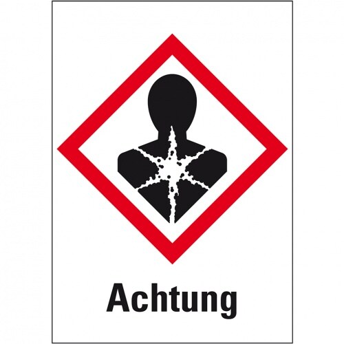 Dreifke® Aufkleber I Gefahrensymbol Gesundheitsgefahr GHS 08, Achtung, Folie, 18x26mm, 30/Bogen, GHS-Verordnung