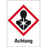 thumbnail of Dreifke® Aufkleber I Gefahrensymbol Gesundheitsgefahr GHS 08, Achtung, Folie, 18x26mm, 30/Bogen, GHS-Verordnung