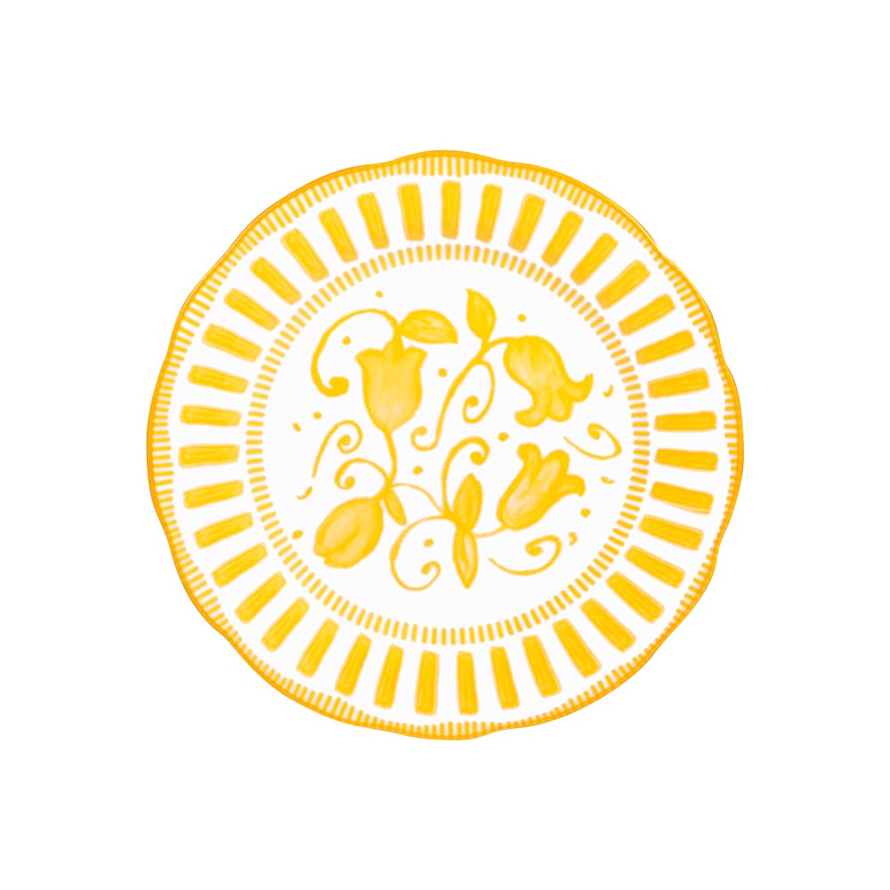 Assiette à dessert Napoli jaune 21 cm x6 -  Rond Porcelaine Table Passion 22.00x22.00 cm
