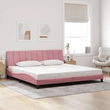 thumbnail of vidaXL Bettgestell mit LED-Leuchten Rosa 200x200 cm Samt