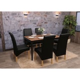 thumbnail of Conjunto de 6 cadeiras de sala de jantar Cadeira de cozinha Cadeira M37 ~ imitação de pele mate, preto, pés de cor clara