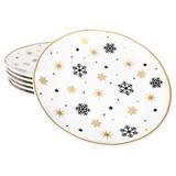 thumbnail of 6x Stars schwarz & gold Kuchenteller Steingut 6 Pers. Dessertteller Weihnachten