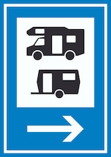 thumbnail of Wohnmobil- und Wohnwagenplatz rechts Schild A2 Rückseite selbstklebend