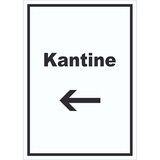 thumbnail of Kantine Schild mit Text und Richtungspfeil links essen und trinken hochkant A3 (297x420mm)