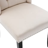 thumbnail of Merax Esszimmerstuhl (4 St), 4er Set Polsterstuhl Wohnzimmerstuhl Samt mit Nagelkopfbesatz, Eichenbeine, Beige