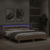 thumbnail of vidaXL Bettgestell mit Kopfteil und LED-Beleuchtung Sonoma-Eiche