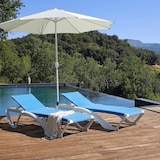 thumbnail of garbar ACQUA-ANDORRA Set 2+1 Tumbona-Mesa Auxiliar Exterior Estructura Blanca - Textilene Azul