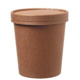 thumbnail of Soup Becher Suppenbehälter mit Membrandeckel 480 ml 16 oz 500 Stk, to go, take away, kompostierbar, natürliches Design