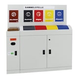 thumbnail of PROREGAL Wertstoffsammlerstation für 7 versch. Abfallarten inkl. Altbatterien, Abfalltrennung, 4x45 + 27L, HxBxT 146x136,5x34cm, Grau/Rrot/Gelb/Blau