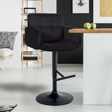 thumbnail of 2er Set Barhocker SUTUN - Samt Schwarz 60x56x93 cm Schwarz | Barstuhl Höhenverstellbar Mit Lehne Drehbar Tresenhocker Tresenstuhl Kneipenhocker