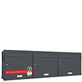 thumbnail of AL Briefkastensysteme 3 Fächer Premium Unterputz Briefkasten Anlage RAL 7016 Anthrazit Grau, Post A4, robust, wetterfest, Artikelnummer: 331P3U3P7016