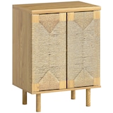 thumbnail of HOMCOM aparador bohemio de 2 puertas con cuerda tejida a mano, aparador de salón con estante ajustable, apertura por presión, roble, 60x40x78 cm