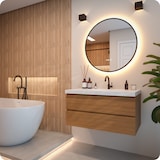 thumbnail of Mirlux Badkamerspiegel met LED Verlichting & Verwarming – Wandspiegel Rond – Anti Condens Douchespiegel - Mat Zwart - 80CM