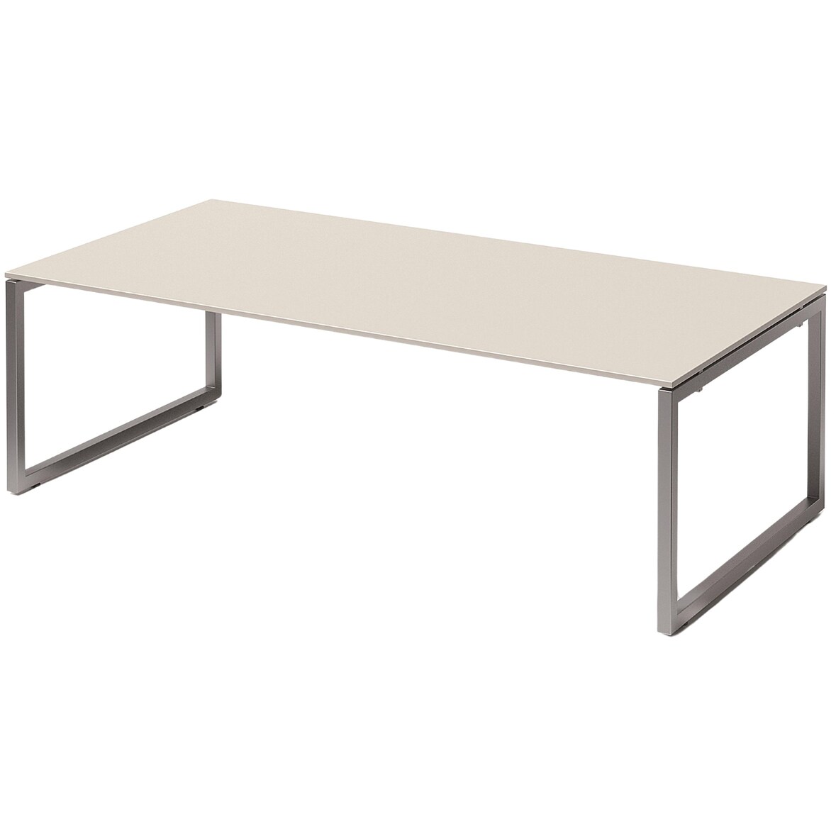 Bisley Cito Konferenztisch 240x120 cm, Tischplatte in Grauweiß, O-Gestell in Silber - Besprechungstisch & Meetingtisch, großer Chef Schreibtisch