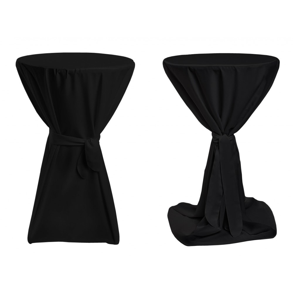 TexDeko Stehtischhusse Premium Schwarz Ø 100cm mit Schleifenband