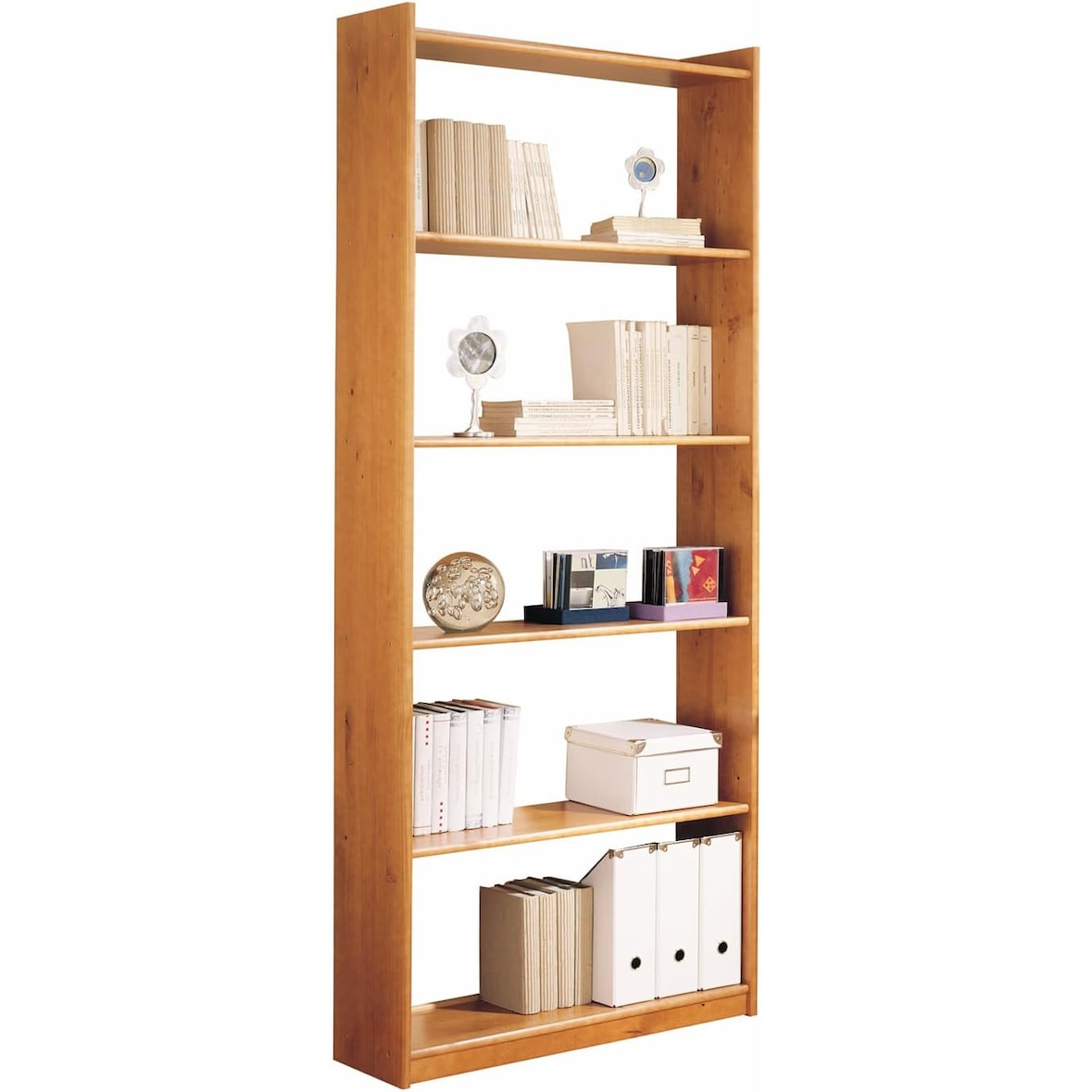 Estanteria 80x200 cm, pino macizo, Moblit, serie Canet, medidas: (200x80x28) cm ( altoxanchoxfondo), color miel