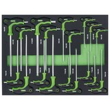 thumbnail of 6 x Werkstattwageneinlagen 520 x 400 mm bestückt mit 254 Teilen Chrom-Vanadium Werkzeug grün