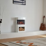 thumbnail of KAMINIO Elektrokamin Henri - Elektrischer Kaminofen mit Heizung, 3D-Flammeneffekt, Holzfach, Fernbedienung - Weiß