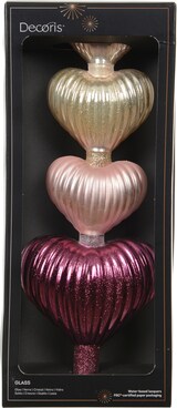 thumbnail of 1 Christbaumspitze Glas 31cm Herzen Figur Baumspitze Weihnachtsbaum Deko Glasfigur Christbaum Figur Weihnachtsbaumschmuck Rosa Gold