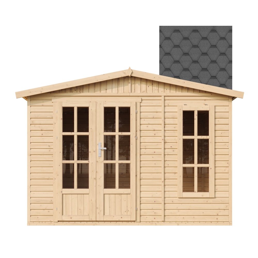 Casa de jardim recreativa M334FB – 303 x 199 cm – 6 m2, com telhas pretas