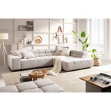 thumbnail of KAWOLA Sofa NEVADA Ecksofa Feincord silber mit motorischem Sitzvorzug Recamiere rechts